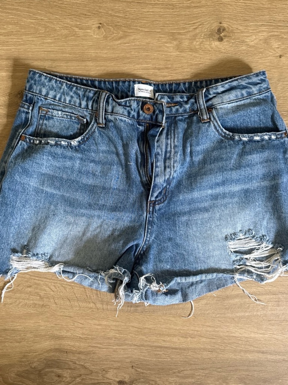Women's Distressed Blue Denim Jean Shorts